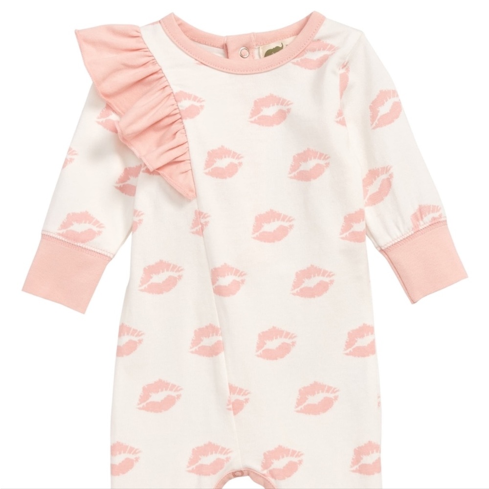 Monica + Andy Pink and White Ruffle Bodysuit